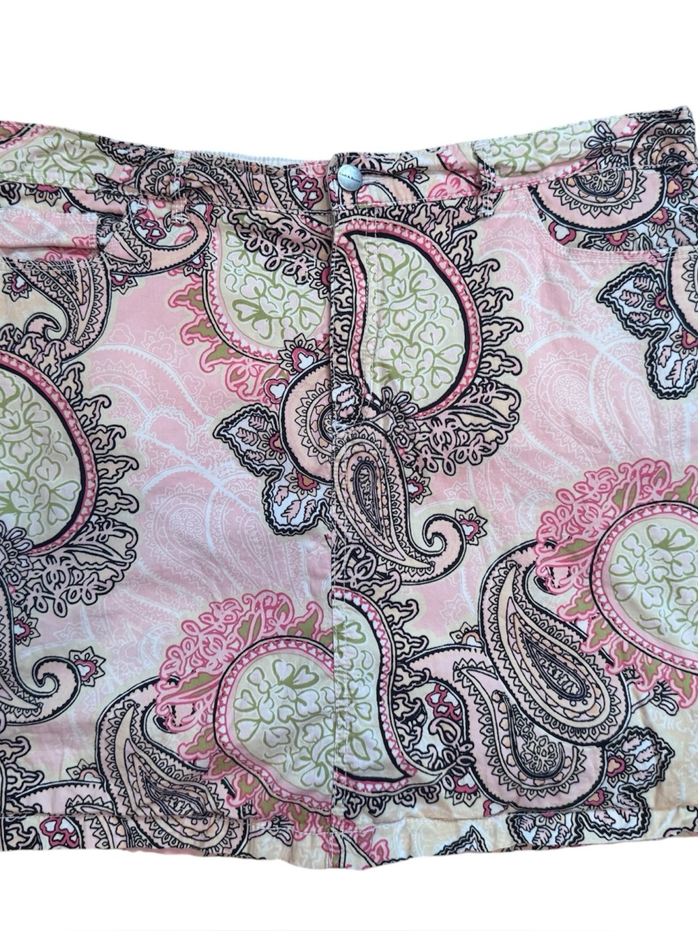 Croft & Barrow Paisley Stretch Skort Pink Black Classic Fit Size 16